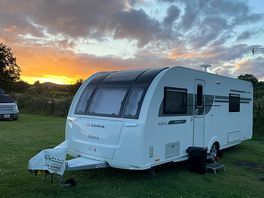 Our van with the sunset