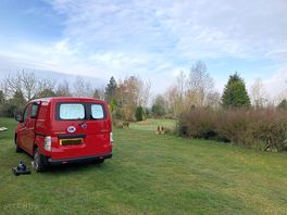 Van on pitch in march