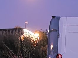 Beautiful moon in the clear sky over thepub