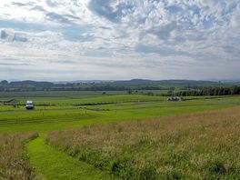Looking down on the site from a wonderfully situated bench