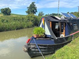 Boat moored on canal