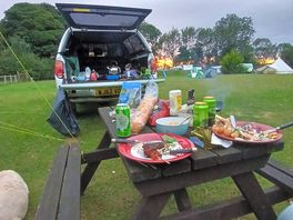Picnic tables there to use thankfully for us!