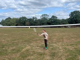 Playing badminton