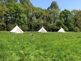 Bell tents on the riverside Meadow Camp