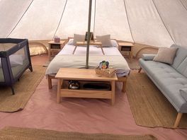 Inside the bell tent