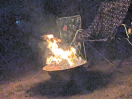 Fire pits are allowed and there is a bin for ashes