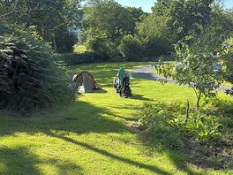 Lovely pitch, bike next to tent.