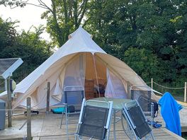 Outside of the tent