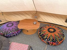 Inside tent
