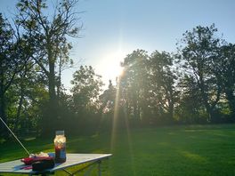 The sun setting