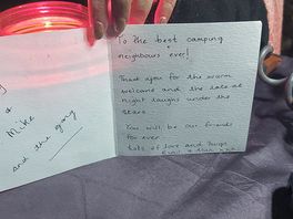Card from our nee fantastic best camping neighbours
