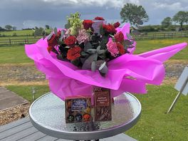 Beautiful flowers and chocolates provided for my anniversary -romantic package