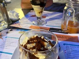 Desert from the restaurant seating area overlooking the lake really pretty and food was amazing