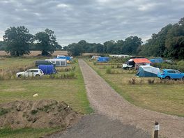 Campsite view from the barn balcony