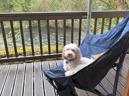 Enjoying the riverside location.