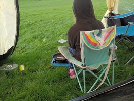 My daughter enjoying the views while insisting on cooking her own dinner.