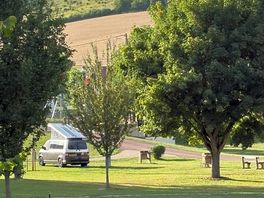 View from the road down to the village centre.