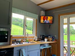 The inside of the hut.