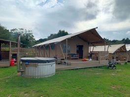 Our deluxe camping tent with hot tub day.