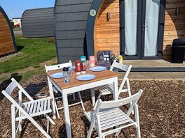 Beautiful camping pod in the sunshine
