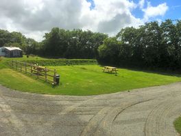 Our Whitesands pitches, just the 2 which are 9m x 15m and have 16amp EHU. Picnic bench included