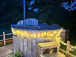Log fired hot tub