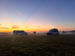 Sunset and rolling mist