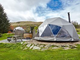 Dome with hot tub