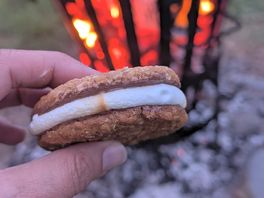 Toasting s'mores round the campfire