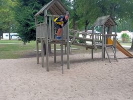 Small play area on sand.