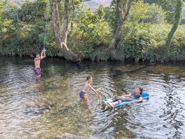 River with picnic area and communal bbq