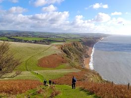 Walk past eype, up hill to 130m up!