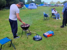 Enjoying with a barbecue