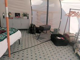 Inside the bell tent