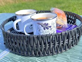 Relaxing with a cuppa