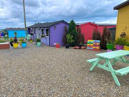 Colourful bench’s, washing up area, toilets and showers!