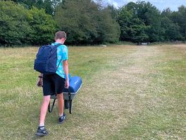 We borrowed a wheelbarrow