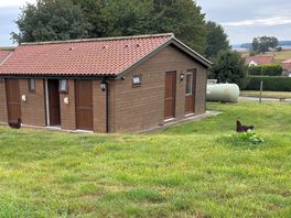 Toilet shower office/shop block with free range chickens and lovely eggs