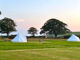 Campsite field with bell tents avail