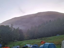 View from pitch in early morning when the water is misty.