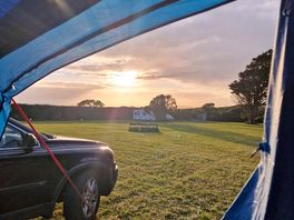 Sunset view from inside our tent.
