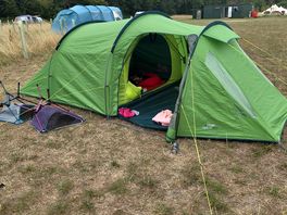 Setup with toilet block in the background