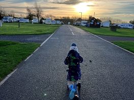 Walking to the shower block