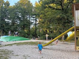 The on-site park with trampolines, large play area and bouncy pillows.