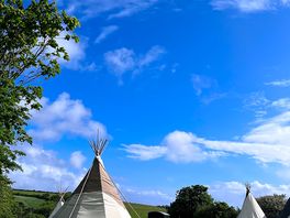 Beautiful view of yurts