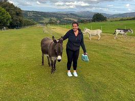 Joanne with her friend .