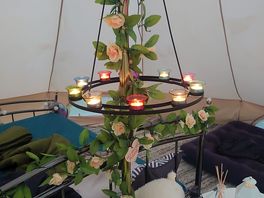 Inside tent