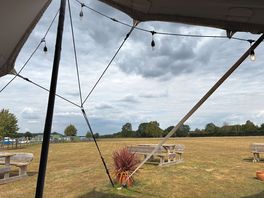 Nice tent to sit under for shelter from rain or sun