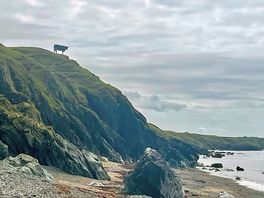 The beach accessible with a scramble down from the site