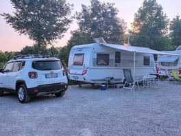 View of the gravel pitches in the evening